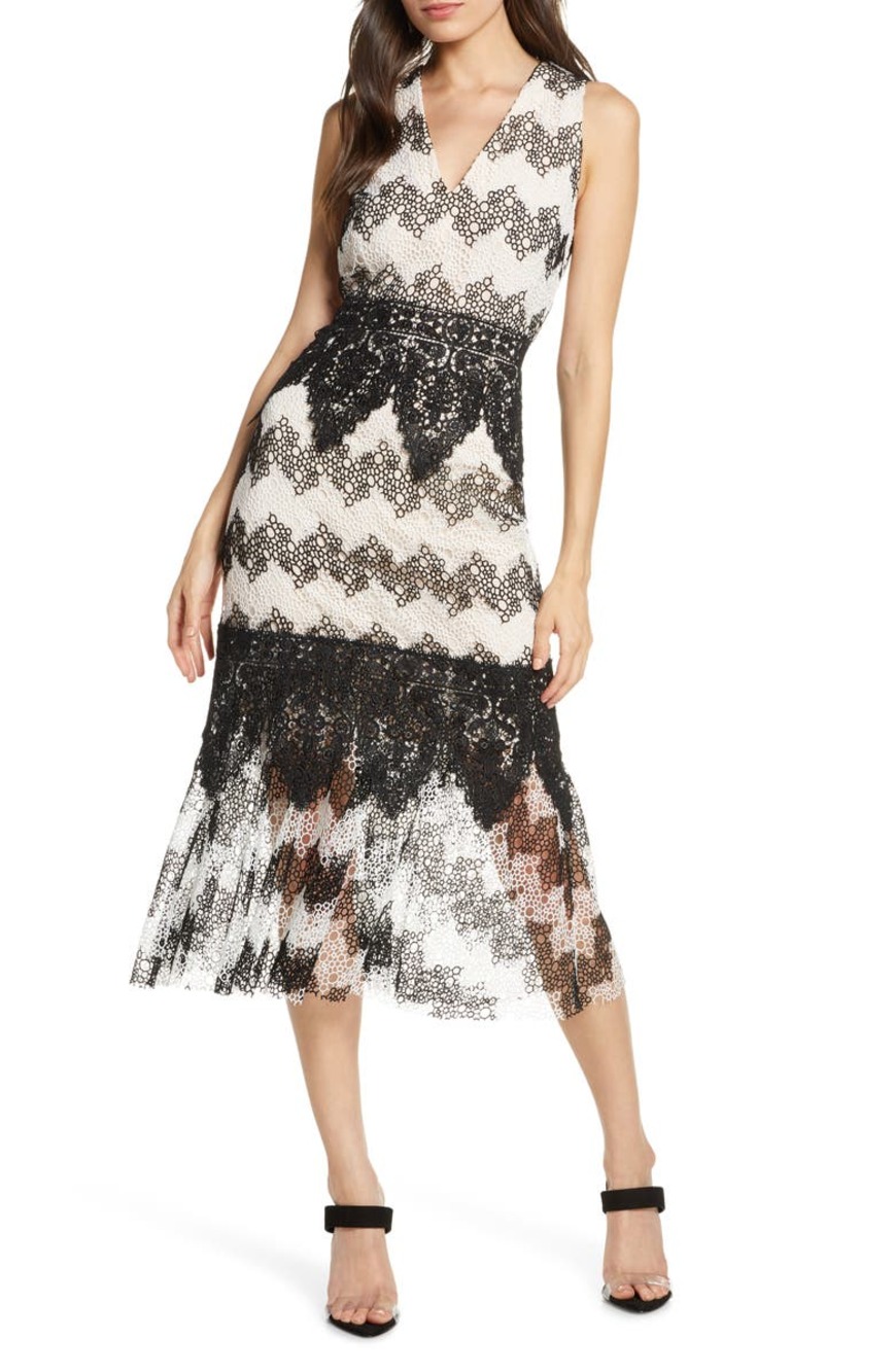 Foxiedox Montana Bubble Lace Midi Dress Black Size Medium New